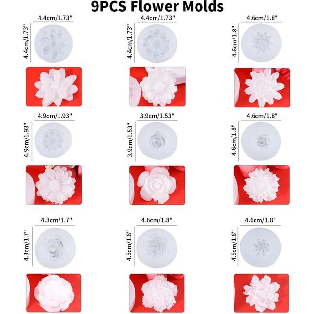 Siliconen vorm, bloemen, siliconen vorm, kaarsen, rozenkbol, siliconen vormen, 3D-bloem, kaarsvormen, siliconen, 3D-bloemen, siliconen zeepvorm, om zelf te vormen, geurkaarsen, zeep voor