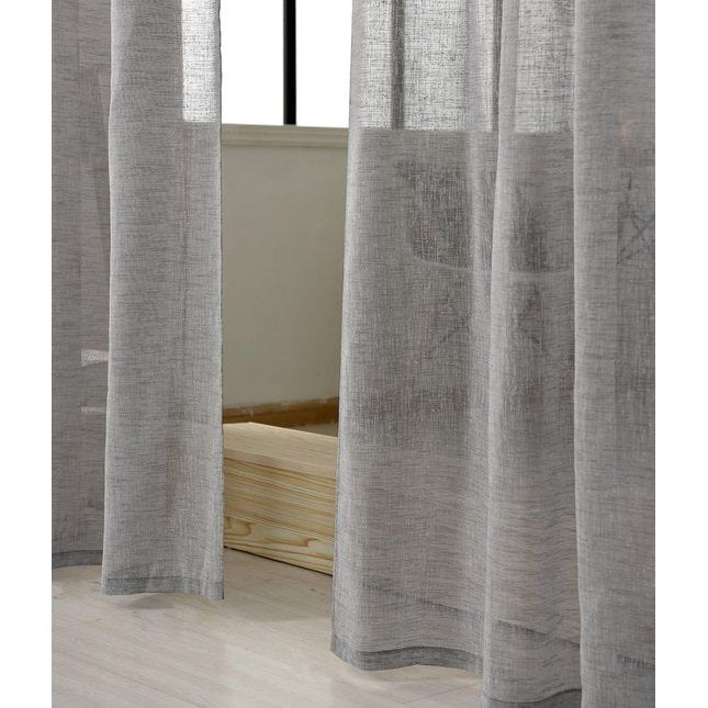 Set van 2 transparante gordijnen met ruchesband, linnenlook, dubbelpak, winkelvoile, decoratief raamgordijn voor woonkamer, kinderkamer