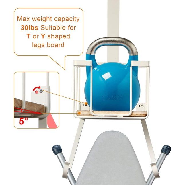 Strijkplankhouder Strijkplank Wandmontage met grote opbergmand - Strijkijzer en strijkplankhouder voor wasruimte - Houdt strijkijzer, plank, spuitfles vast