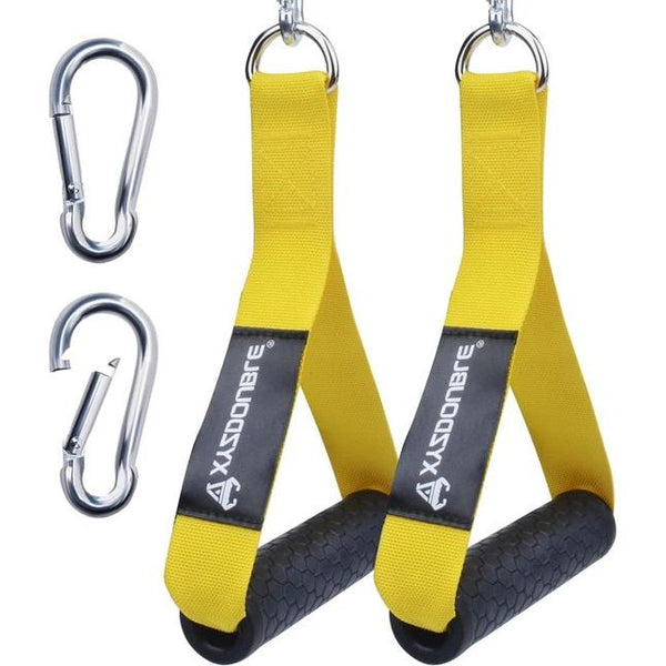 Set van 2 handgrepen voor weerstandsbanden, kabeltrekhandvat met enkele handgreep, siliconen handgrepen met karabijnhaak, ideaal voor training, kabeltrek of krachttoren fitnessbanden expanderbanden