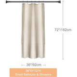 Waterproof Shower Curtain, 182 x 92 cm, Linen Bath Curtain with Impermeable Coating, Anti-Mould Fabric, Textile Shower Curtain with 12 Shower Curtain Rings, Washable, Beige