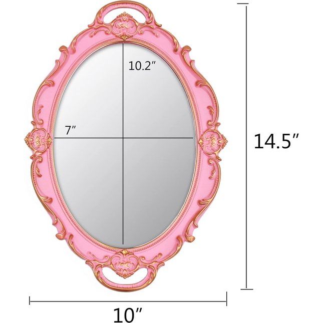vintage mirror kleine wandspiegel hangspiegel 36,8 x 25,4 cm ovaal roze