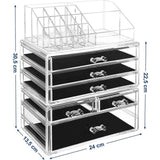 SONGMICS Cosmetica-organizer van acryl voor opslag in de badkamer in de slaapkamer van lippenstift sieraden nagellak (3 delen)