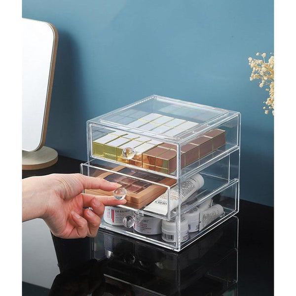 Make-up organizer,17 cm x 17 cm x 17,3 cm,transparant