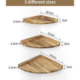 3 hangende houten wandplanken, Rond uiteinde, mooi voor in de woonkamer, badkamer, slaapkamer, keuken