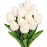 12 stuks kunstbloemen, kunsttulpen met realistische touch, nepbloemen, witte tulpen voor bruiloftskamer, feest, bruiloftsdecoratie, boho-decoratie