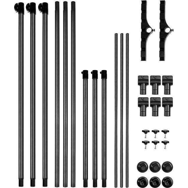 Telescopische kledingkast, telescopische kledingstang, voor slaapzaal, kleedkamer, slaapkamer, belasting per paal 50 kg, zwart