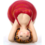 Chique ontwerp yoga dame in rood zwempak 11 cm figuurbrug setu bandhasana meisje vollere dame badmix dikke vrouw badkamer pilates joga