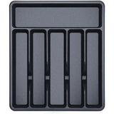 Bestekbak met 6 vakken voor laden, kunststof bestekbak, BPA-vrij en lade-organizer met matte afwerking voor bestek in de keuken, eetkamer, slaapkamer, zwart
