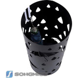 Paraplubak van metaal, ronde paraplubak, afneembare wateropvangbak, met haak, 49 x Ø 19,5 cm, zwart