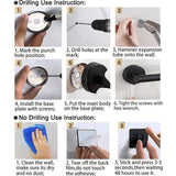 8-delige roestvrijstalen badkameraccessoireset, handdoekenrek, toiletrolhouder, handdoekring, kapstok, 2 zelfklevende haken, 2 scheermeshouders (zwart)