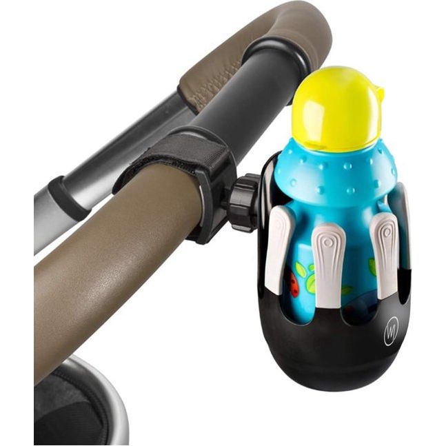 Drankhouder voor kinderwagen en buggy, bekerhouder, flessenhouder, babyflessenhouder, flessenhouder met 360° scharnier, anti-slip bevestiging en klittenbandsluiting