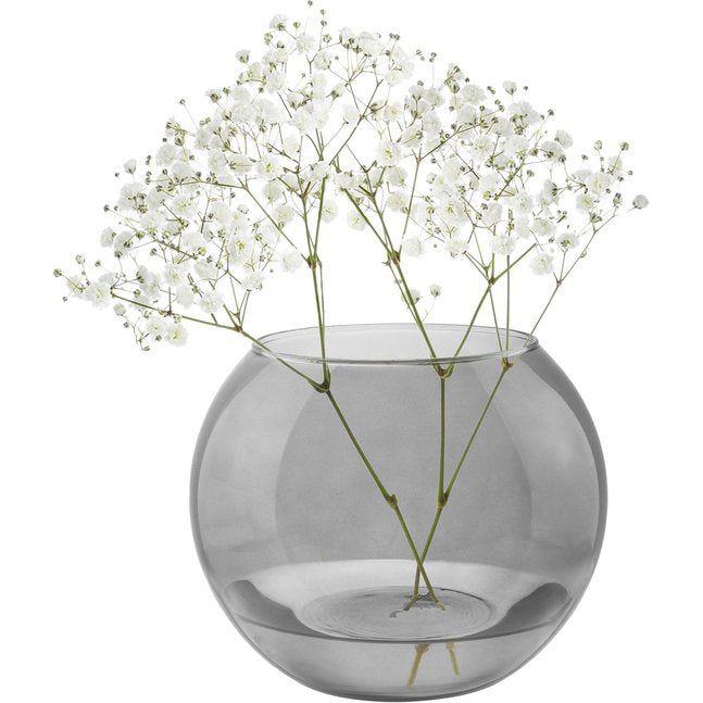 Kogelvaas glas Ø 19 cm H: 15,5 cm planten terrarium vaas grijs glazen vaas ronde vaas kleurrijke vis kom deco grijze vaas hydrocultuur vaas ronde vaas kandelaar | Olivia