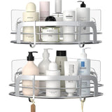 Doucheplank zonder boren, doucheplank, 2 stuks met 4 haken, roestvrijstalen wandgemonteerde badkamerplank, badkameraccessoires, shampoohouder voor douche