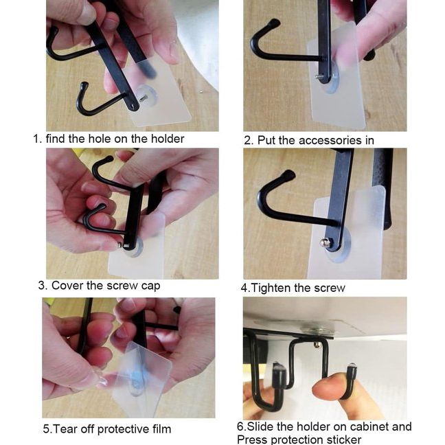 2 stuks bekerhouders voor kopjes, kopjes, opberghaken, onder kast, kopjeshouder, dubbele rijen, keukengerei, dassen, riemen, sjaals, sleutels, zwart