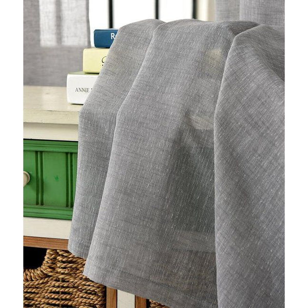 Set van 2 transparante gordijnen met ruchesband, linnenlook, dubbelpak, winkelvoile, decoratief raamgordijn voor woonkamer, kinderkamer