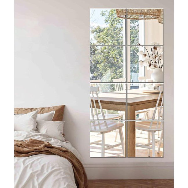 Zelfklevende spiegel, HD, zelfklevende tegelspiegel, flexibele spiegeltegels, zelfklevend, 20 x 20 cm, acryl, spiegelfolie, wandspiegel, spiegel om te plakken, decoratieve spiegel, plakspiegel