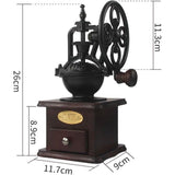 Handmatige koffiemolen Antieke gietijzeren handslinger koffiemolen met slijpen, instellingen & Vang lade.