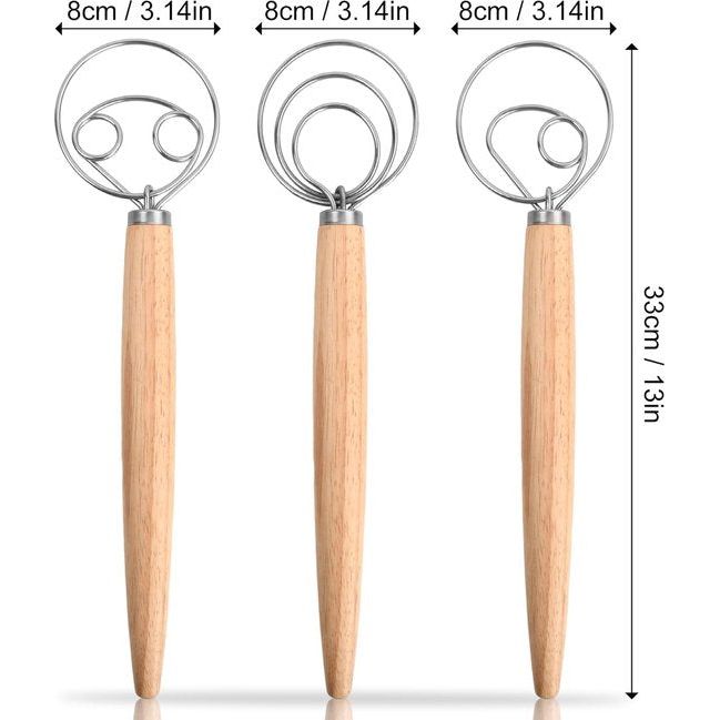 garde, Deense garde, 3 stuks, deegmixer, 33 cm, brooddeeg, garde, eiermixer voor keuken, brood, deeg, cake, gebak