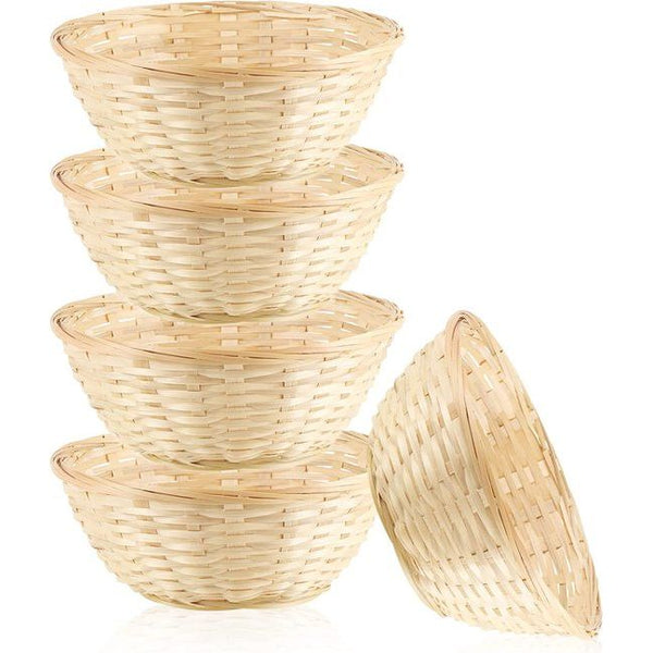 5x mand van raffia in natuurlijke kleur ter decoratie - paasdecoratie - paasnest - mand voor paaseieren, broodjes, snacks en sleutels (05 stuks - lichtbruin)