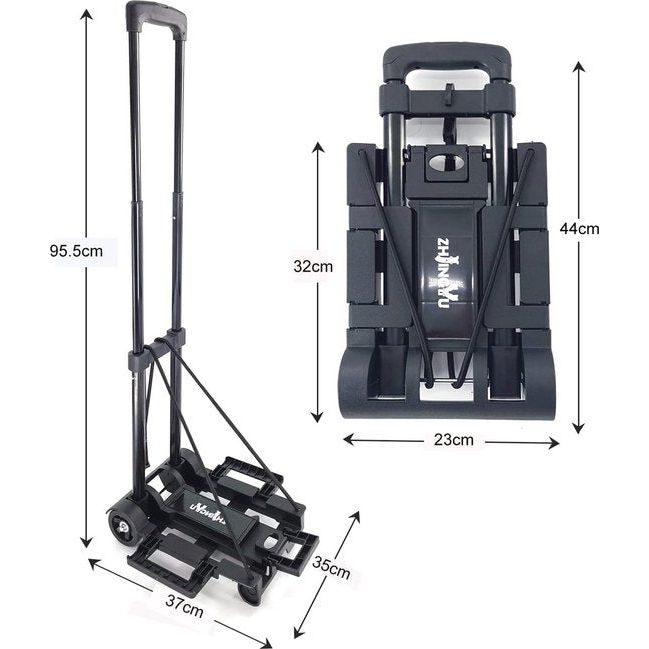 Mini Sack Truck Folding Trolley Dolly Foldable Trolley Hand Truck Luggage Handcart with Wheels Utility Portable Lightweight Expandable Large Chassis