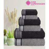 2 grote badhanddoeken, 2 grote handdoeken, 2 washandjes, superzacht Egyptisch katoen, 6-delige handdoekenset voor badkamer, keuken en douche - Mirage Grey + graniet grijs