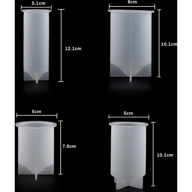 Kaarsenvormen voor gieten, siliconen kaarsvorm, pijlerkaarsvormen, siliconen, kaarsvorm, siliconen, verpakking van 4