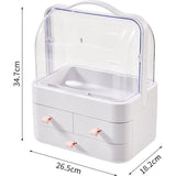 Make-up organizer, 180 graden draaibaar, met deksel, stofdicht, cosmetica-organizer, cosmetica-opbergdoos voor dressoir, badkamer, slaapkamer, cadeau