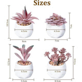 4 stuks kunstvetplanten, potplanten, kunstplanten in keramische pot, kleine kunstplanten zoals echt, binnen, thuis, tafel, kantoor, slaapkamer, thuis, badkamer, decoratie, kunstplant