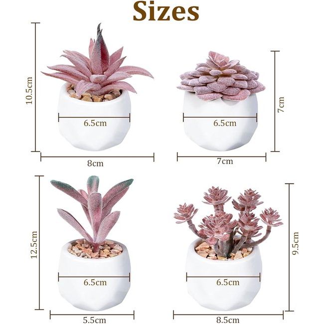 4 stuks kunstvetplanten, potplanten, kunstplanten in keramische pot, kleine kunstplanten zoals echt, binnen, thuis, tafel, kantoor, slaapkamer, thuis, badkamer, decoratie, kunstplant