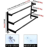 Zwart Handdoekrek Uitschuifbaar 43-78CM Geen Boren Roestvrij Staal Dubbele Handdoekhouder Badkamer Wandmontage Badhanddoekrek Wandmontage (Zwart 3 Bars)