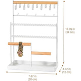 Sieradenstandaard sieradenhouder voor oorbelstekers kettingen sieradenorganizer sieradenstandaard met 15 haken, 40 gaten oorbellenhouder sieradenopslag voor kettingen armbanden ringen - wit