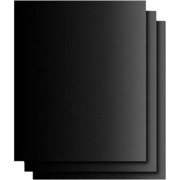 Grillmat, BBQ grillmatten, herbruikbaar, anti-aanbaklaag voor tot 260 °C, houtskool, gasgrill, elektrische grill en oven om vlees en groenten, zeevruchten eieren, 3 verpakkingen zwart