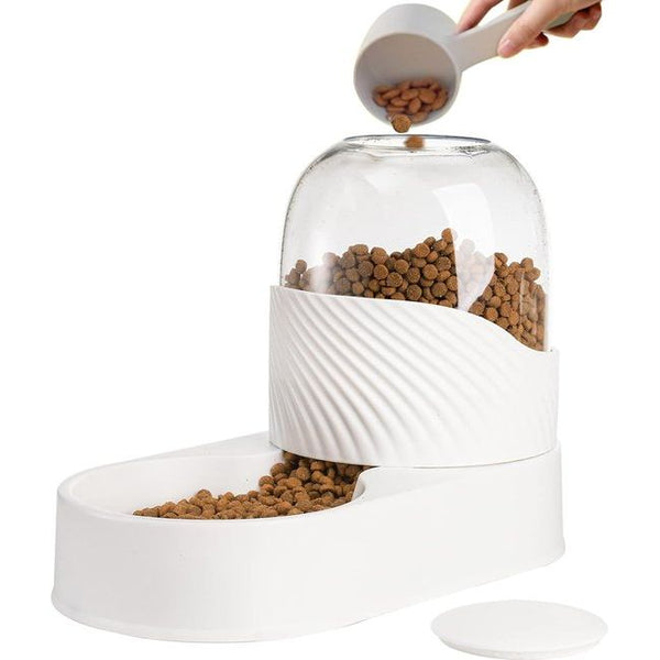 2-pack automatische kattenvoer en waterdispenser, 2 liter zwaartekrachtvoer en bewateringsset, gemakkelijk schoon te maken, wit