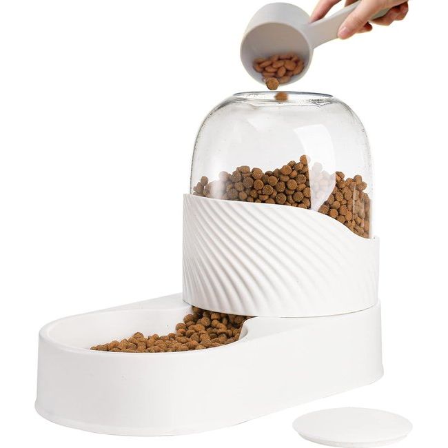 2-pack automatische kattenvoer en waterdispenser, 2 liter zwaartekrachtvoer en bewateringsset, gemakkelijk schoon te maken, wit