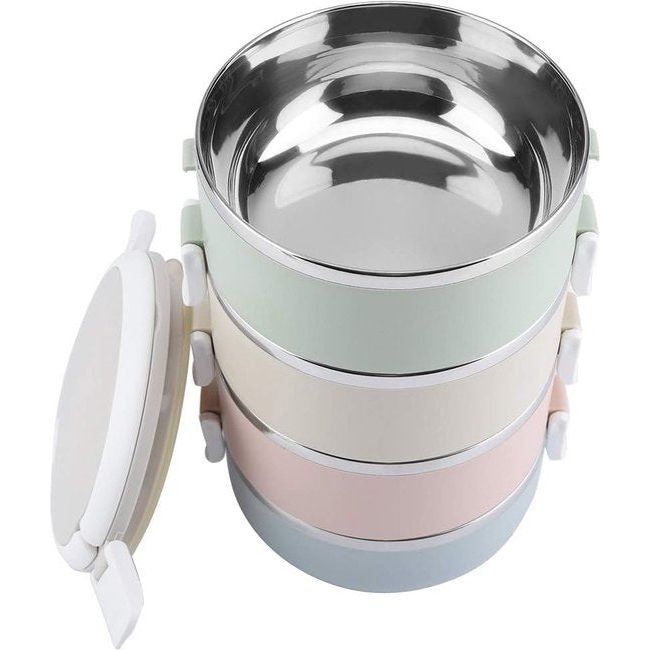 4 draagbare roestvrijstalen thermische lunchbox, bentobox, voedselcontainer voor studenten, kantoormedewerkers (vier lagen 2800 ml)