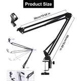 Microfoonstandaard, microfoonarmsteun, microfoon, bureau, gamingtafel met microfoonhouder, anti-vibratie, 360 graden opslag, maximaal 3 kg