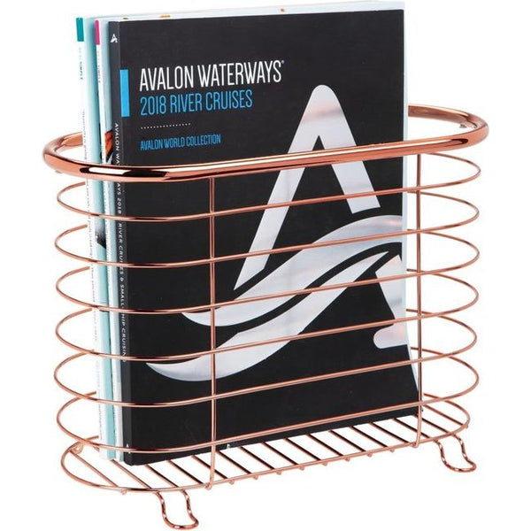 Vrijstaande krantenhouder voor de badkamer mooie tijdschriftenverzamelaar van metaal chique badkameraccessoires voor kranten, tijdschriften, boeken enz. roodgoud