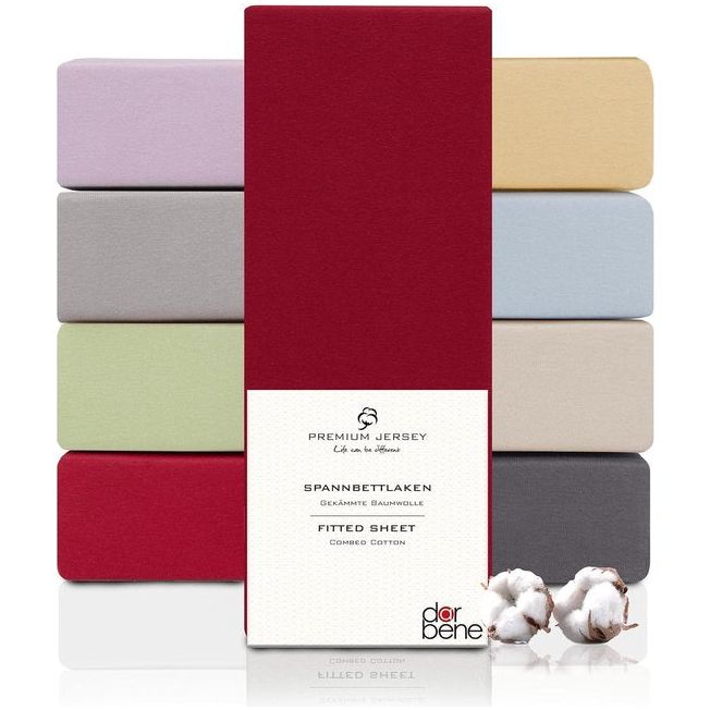 Hoeslaken 140 x 200 cm, premium jersey, 100% gekamd premium katoen, ondoorzichtig, superzacht hoeslaken tot 30 cm matrashoogte, Oeko-Tex, rood