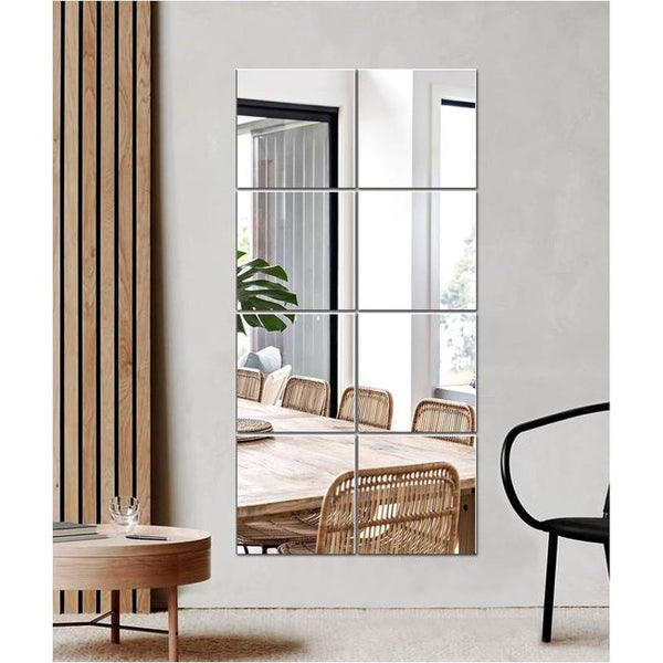 Zelfklevende spiegel, HD, zelfklevende tegelspiegel, flexibele spiegeltegels, zelfklevend, 20 x 20 cm, acryl, spiegelfolie, wandspiegel, spiegel om te plakken, decoratieve spiegel, plakspiegel