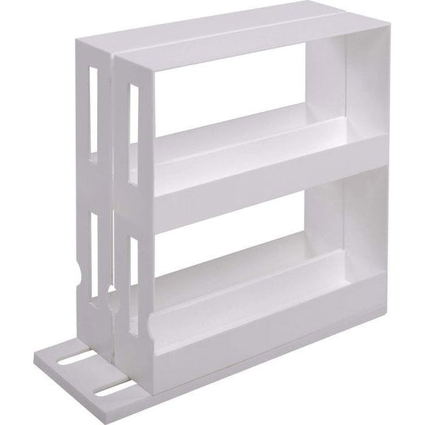 Kruidenrek, uittrekbaar, wit, draaibaar opbergsysteem voor specerijen en medicijnen, ruimtebesparend nisrek van kunststof, ideaal als kastinzet in keuken en badkamer, 27,5 x 10,5 x 28 cm