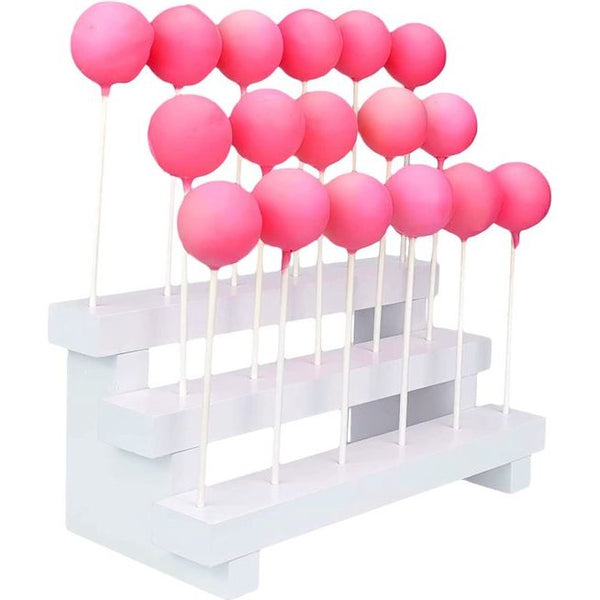 Cake Pop Stand Display Stand - Lollipop Houder 3 Tier Houten 17 Gaten Lollipop Display Stand voor Dessert Tafel Bruiloft Verjaardag Feest - Wit Inklapbaar - Past op 4mm Lollipop Sticks