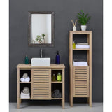 Wandspiegel met houten lijst, rechthoekig, rustieke spiegel, decoratief, boerderijstijl, slaapkamer, badkamer, hangende spiegel, wanddecoratie.