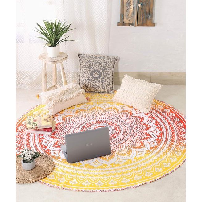 Ronde Roundie Yoga Deken Indiase Mandala Ronde Strandlaken Tapestry Hippie Boho Katoen Tafelkleed Picknick Tuin Gooi Rond 70"