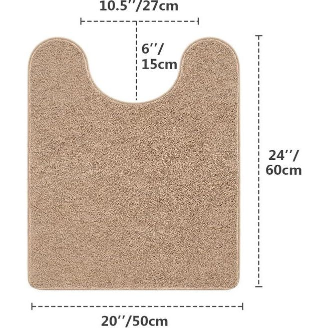 WC-mat met uitsparing, antislip, verdikt toilettapijt, zacht, standaard, wollig, microvezel, toilet, badtapijt, 50 x 60 cm (beige)