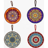 Trivet, Ceramic Trivet for Hot Dishes, Pots and Pans, Mat Decorative Insulation Pads with Cork Backing in Mandala Style, Diameter 17 cm (Pack of 4)