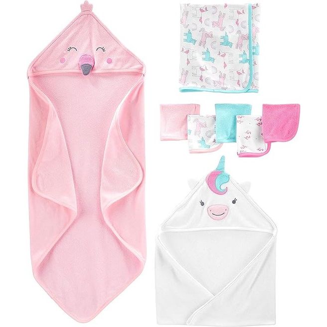 Baby meisje 8-delige set handdoek en washandjes