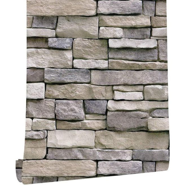 vaste ophanging, behang, baksteen, zelfklevende muursticker, vintage baksteen ophanging, decoratieve stickers voor meubels, muur, waterdicht (breekgrijs, 45 x 300 cm)