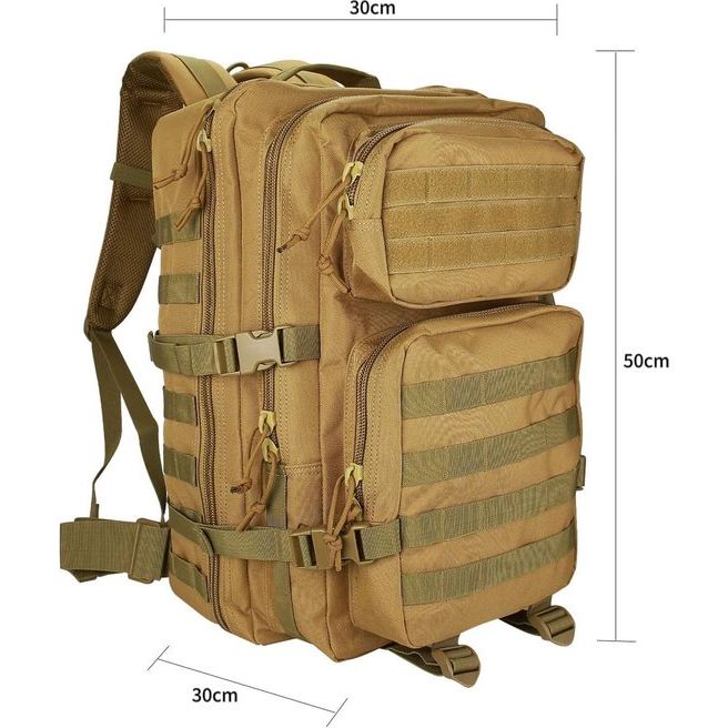 Militaire tactische rugzak, grote capaciteit, 3 dagen Army Assault Pack, Bug Out Bag, Go Bag, rugzak voor wandelen, jagen, trekking en kamperen en andere buitenactiviteiten