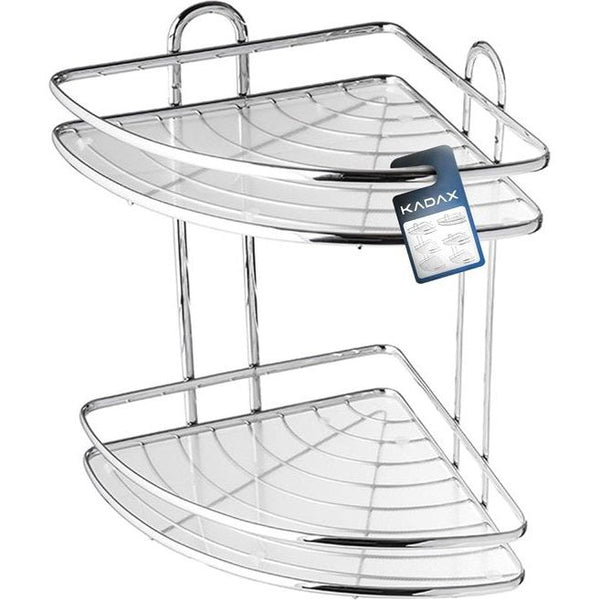 Hoekplank, wandrek van chroomstaal - badkamerhoekrek, douchemand, doucheplank, wandhouder, chroom, douche-organizer - 2 verdiepingen